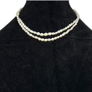 Vintage 1960s Double Strand Rice Pearl Necklace Opera Length Classic Bridal